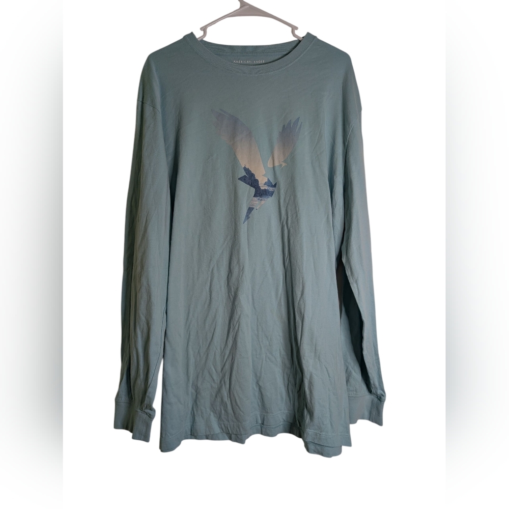 American Eagle Outfitters Blue Long Sleeve Tee Relaxed Fit